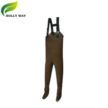 Brown chest wader with neoprene socks